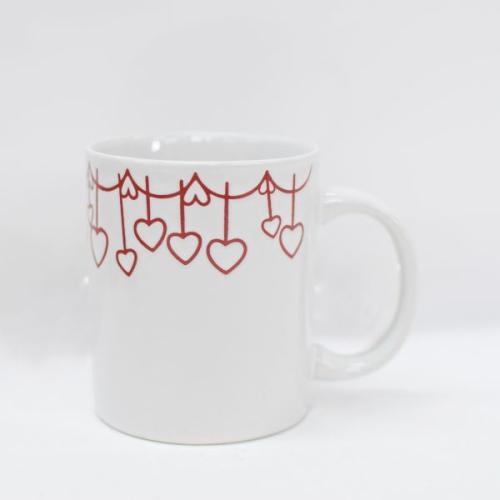 Keramický hrnek bílý srdíčka 350ml - KK127