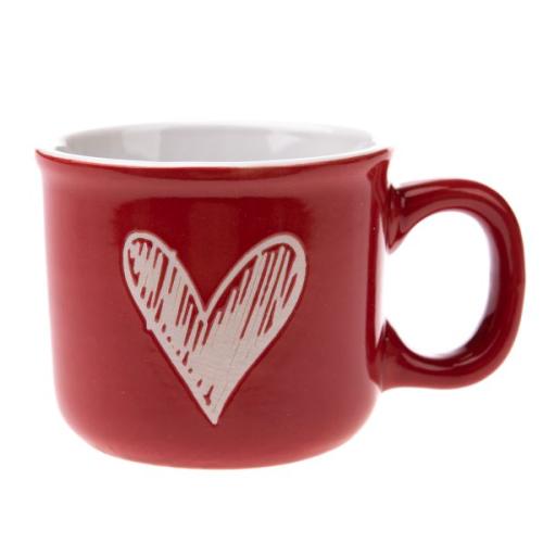 Keramický hrnek se srdcem červený 90ml - LAD741