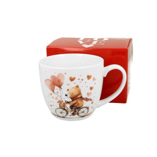 Porcelánový hrnek 460ml v boxu - Bear on Bike