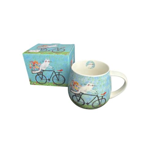 Porcelánový hrnek v boxu 430ml - Kočka na kole