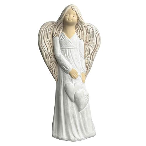 Anděl umělý kámen 20cm srdce -  259