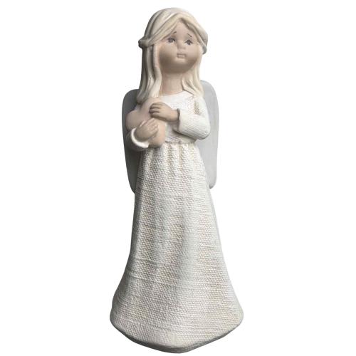 Anděl umělý kámen 20cm srdce - DEA209