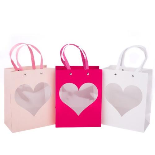 Papírová taška 23x18cm srdíčka - JAZ070