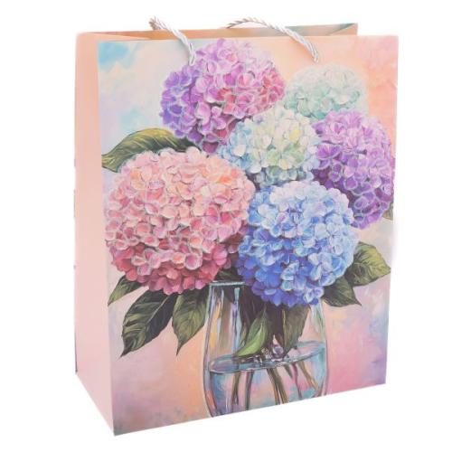 Papírová taška 23x18cm hortenzie - JAZ107-1