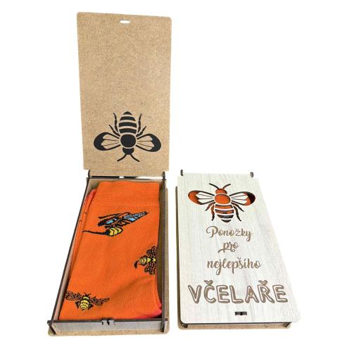 Ponožky v krabičce 21x12 cm žíhaná - Včelař