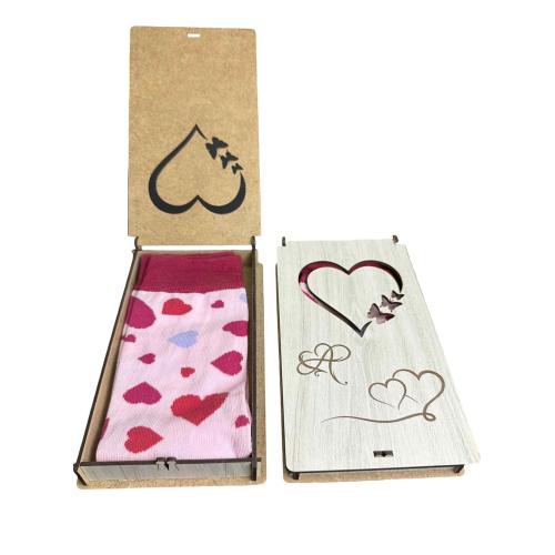 Ponožky v krabičce 21x12 cm žíhaná - Srdce