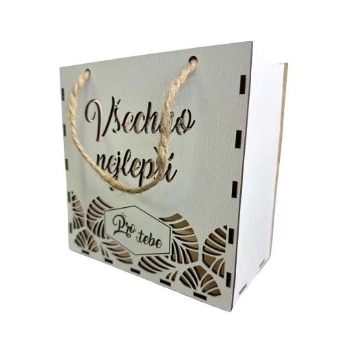 Dřevěná dárková taška 17x10x17cm - Všechno nejlepší