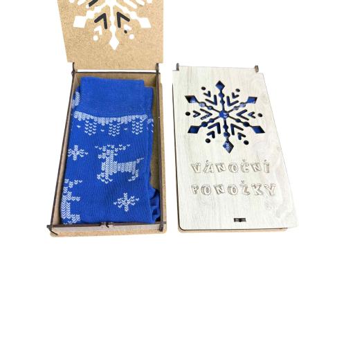 Ponožky v krabičce 21x12 cm žíhaná - Vánoční ponožky vločka