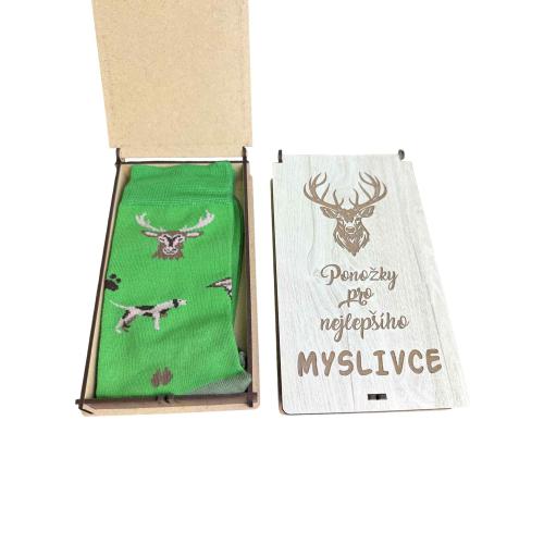 Ponožky v krabičce 21x12 cm žíhaná - Myslivec