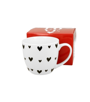 Porcelánový hrnek v boxu 460ml - Černé srdce