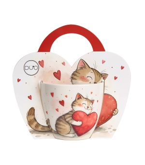 Hrnek 460ml v taštičce - Kočka srdce