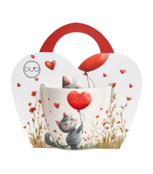 Hrnek 460ml v taštičce - Kočka balonek