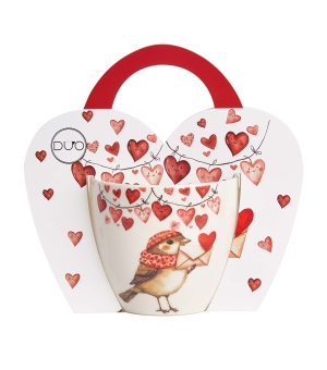Hrnek 460ml v taštičce - Ptáček srdce