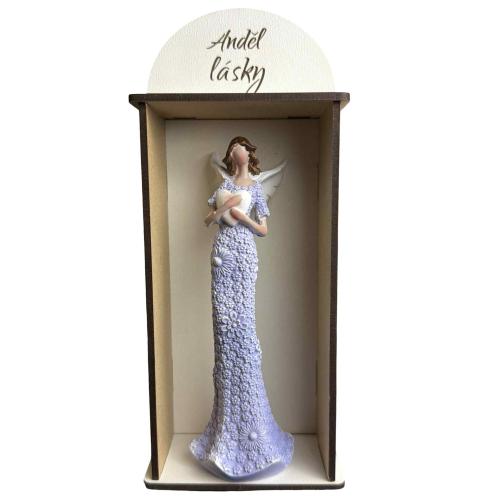 Anděl v dřevěné krabičce 21x9cm - Anděl lásky