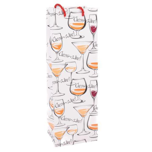 Papírová taška na láhev bílá - DKTAS24036