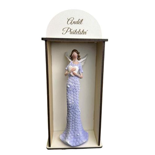 Anděl v dřevěné krabičce 21x9cm - Anděl Přátelství