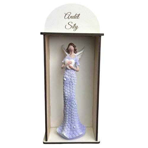 Anděl v dřevěné krabičce 21x9cm - Anděl síly