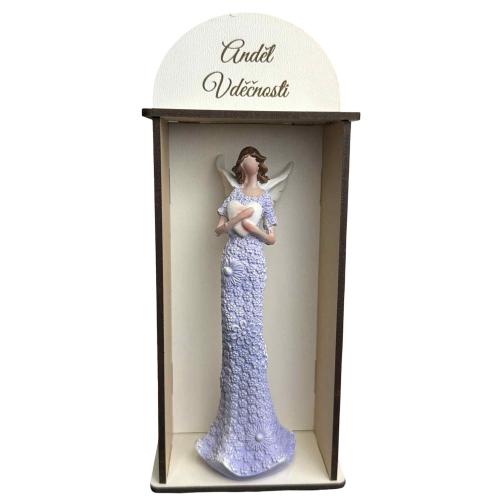 Anděl v dřevěné krabičce 21x9cm - Anděl Vděčnosti