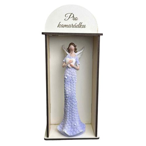 Anděl v dřevěné krabičce 21x9cm - Pro Kamarádku