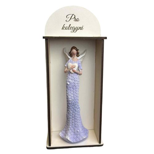 Anděl v dřevěné krabičce 21x9cm - Pro kolegyni
