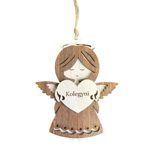 Dřevěný anděl třívrstvý tmavý 13cm - Kolegyni