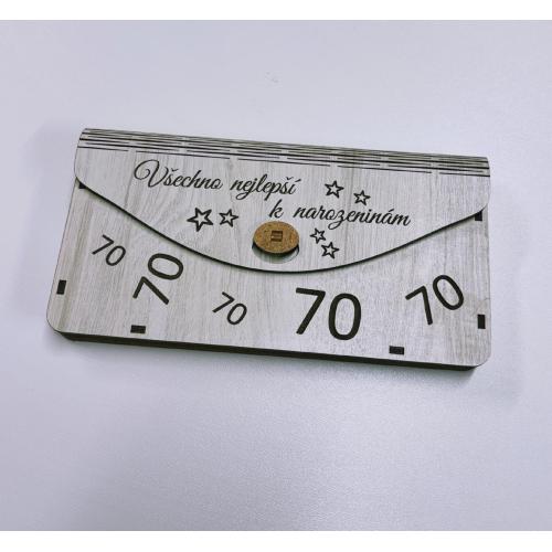 Dřevěná obálka na peníze žíhaná 20x10cm - 70