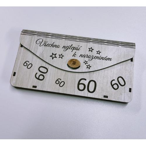 Dřevěná obálka na peníze žíhaná 20x10cm - 60