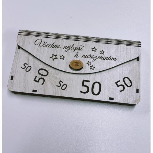 Dřevěná obálka na peníze žíhaná 20x10cm - 50