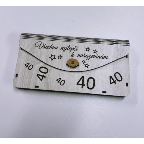 Dřevěná obálka na peníze žíhaná 20x10cm - 40