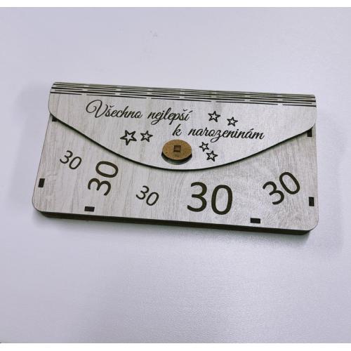 Dřevěná obálka na peníze žíhaná 20x10cm - 30