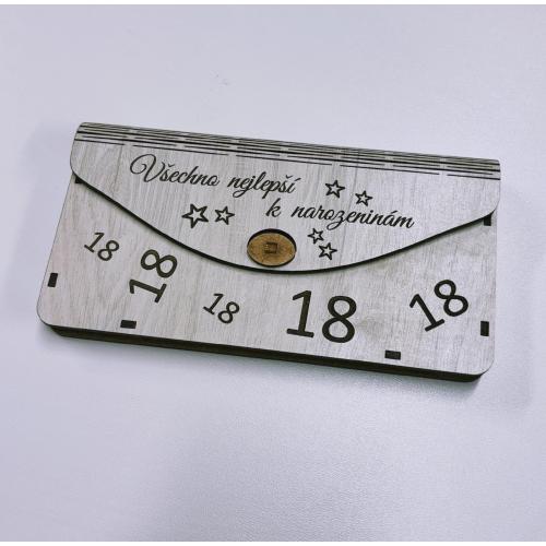 Dřevěná obálka na peníze žíhaná 20x10cm - 18