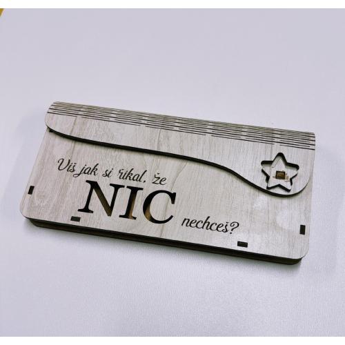 Dřevěná obálka na peníze žíhaná 20x10cm - Víš jak si říkal