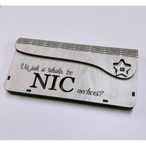 Dřevěná obálka na peníze žíhaná 20x10cm - Víš jak si říkala