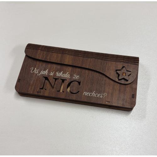 Dřevěná obálka na peníze hnědá 20x10cm - Víš jak si říkala