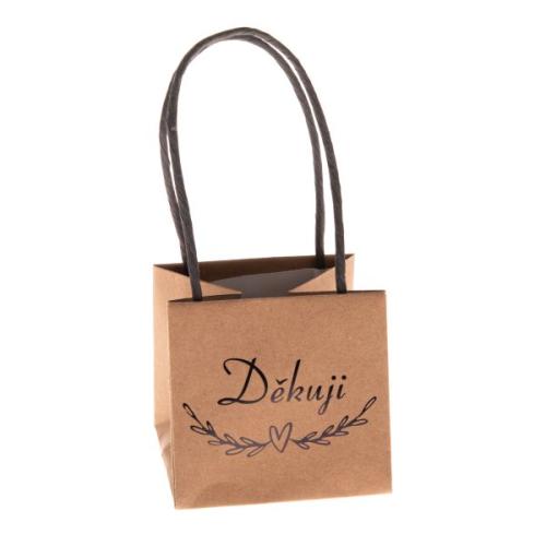 Papírová taška 8,5x8,8x8,5cm Děkuji - ADR102