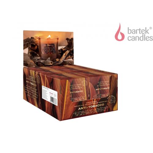 Svíčka ve skle 240g s dřevěným knotem - Antitobacco