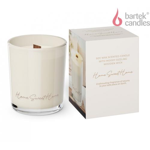 Svíčka ve skle 240g s dřevěným knotem - Home sweet Home