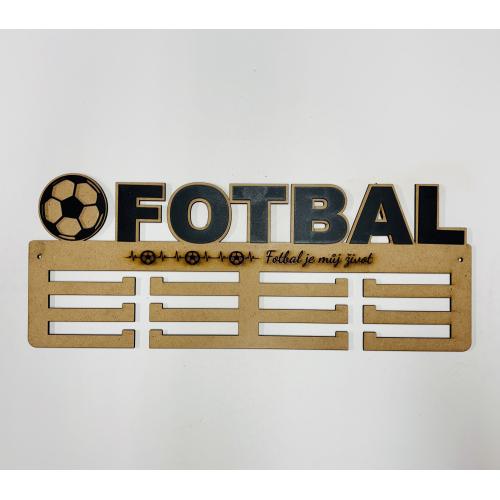Dřevěný držák na medaile 50x20cm - Fotbal