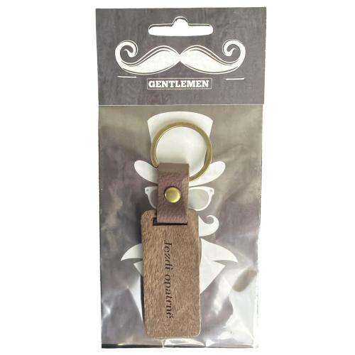 Dřevěná klíčenka v přebalu - Jezdi opatrně