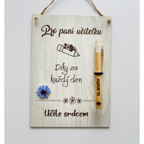Dřevěná cedule 15x20cm s propiskou - Díky za každý den