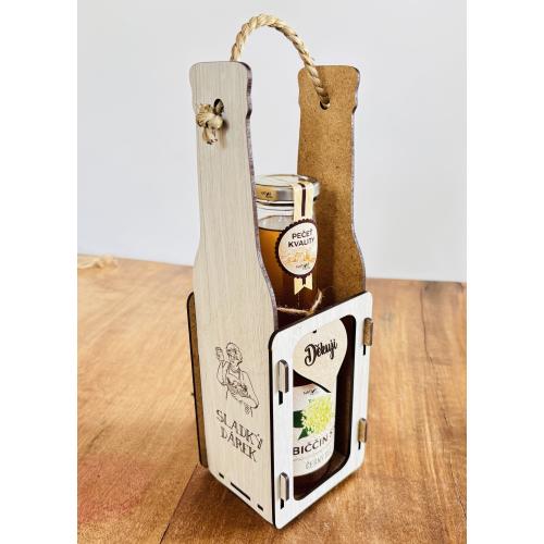 Dřevěná přepravka se sirupem 500ml - Děkuji