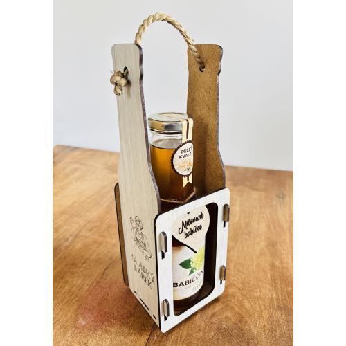 Dřevěná přepravka se sirupem 500ml - Babičce