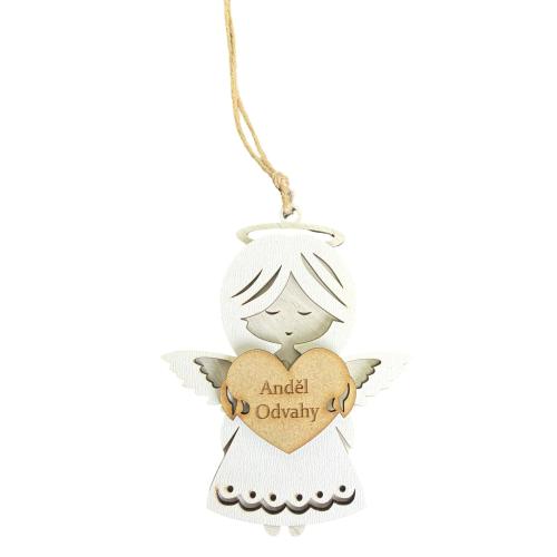 Dřevěný anděl třívrstvý světlý 13cm - Anděl odvahy