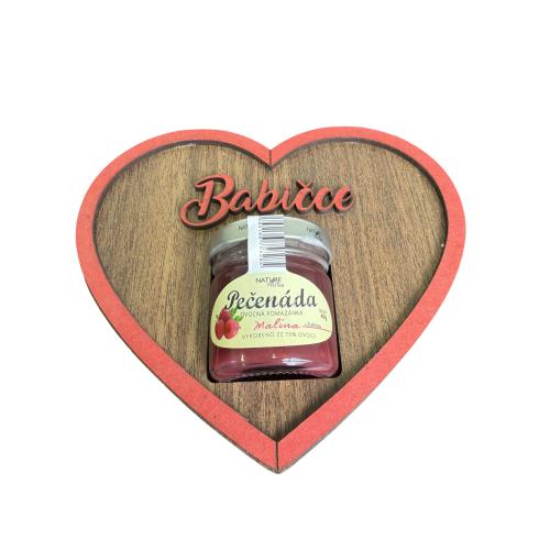 Dřevěné srdce 15cm s pečenádou - Babičce