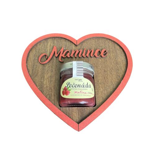 Dřevěné srdce 15cm s pečenádou - Mamince