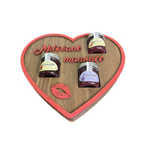 Dřevěné srdce 24cm s pečenádami - Mamince