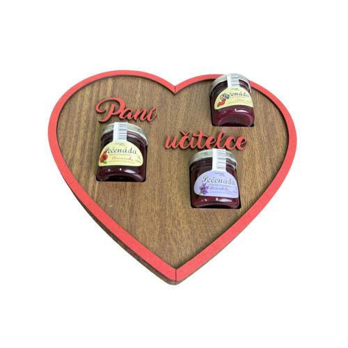 Dřevěné srdce 24cm s pečenádami - Učitelce