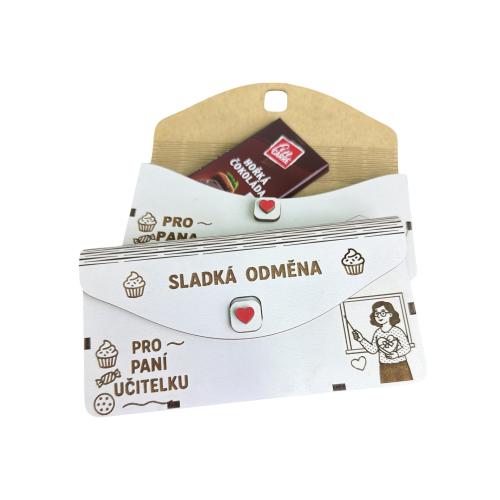 Čokoláda 40g v dřevěné krabičce - Sladká odměna učitelka