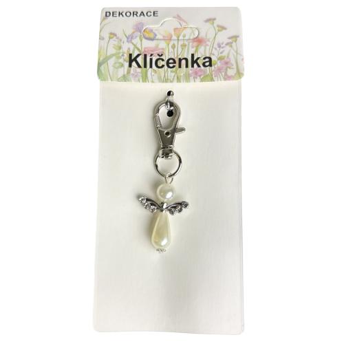 Klíčenka anděl perla 6cm - 31392