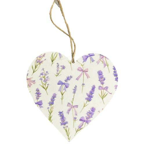 Dřevěné srdce levandule 11cm - 34643